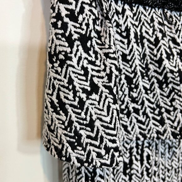 New York & Company Dress S Black White Textured Peplum Stretch Midi Size Small - Picture 8 of 11